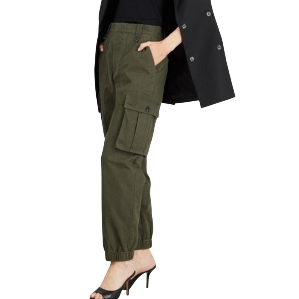 Zadig & Voltaire Pilote Canvas‎ Cargo Jogger Pant Olive Green 34 / XS
